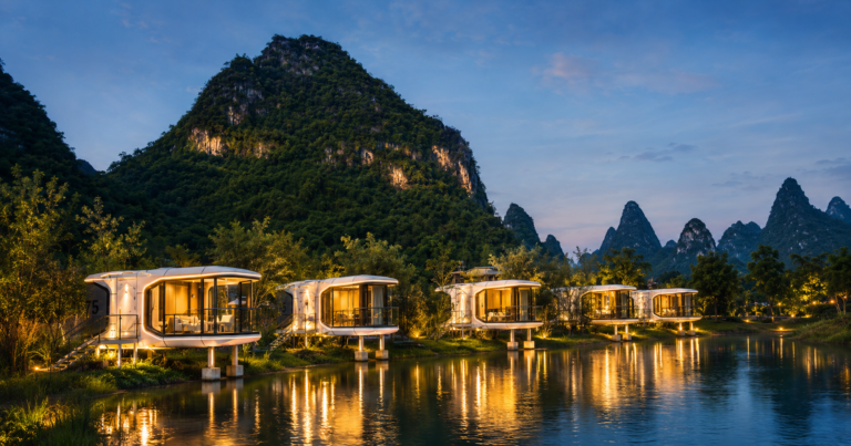 Space Capsule House in resort, campsite, and outdoor accommodation scene