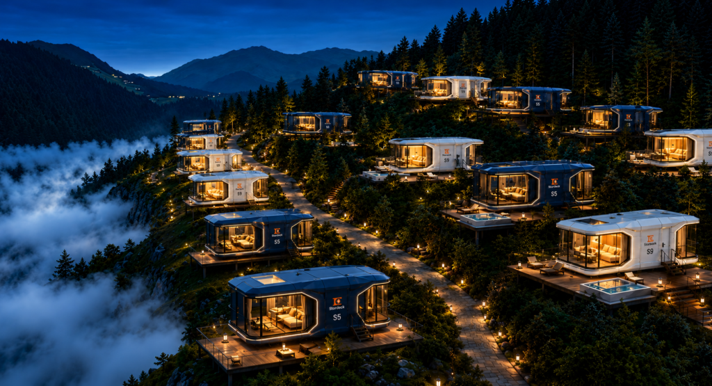 Prefab space capsule house for Airbnb and resort projects