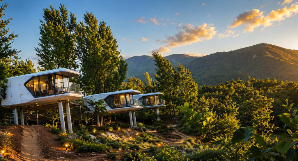 Space capsule house used for resort hotel and campsite accommodation