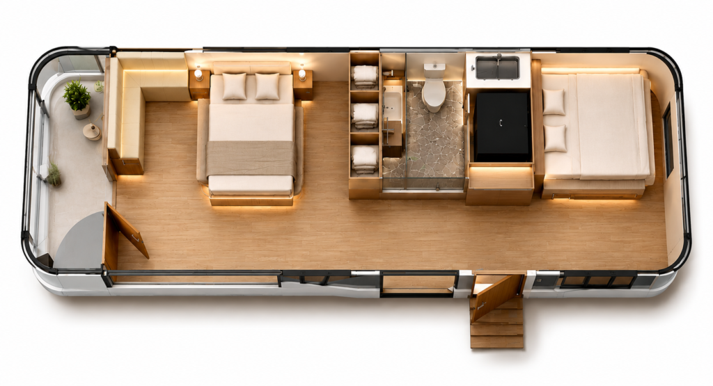 Custom space capsule house floor plan