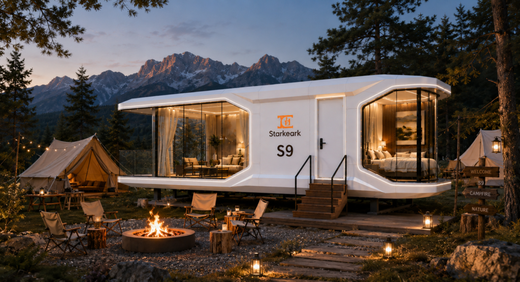 Modern space capsule house for Airbnb rental